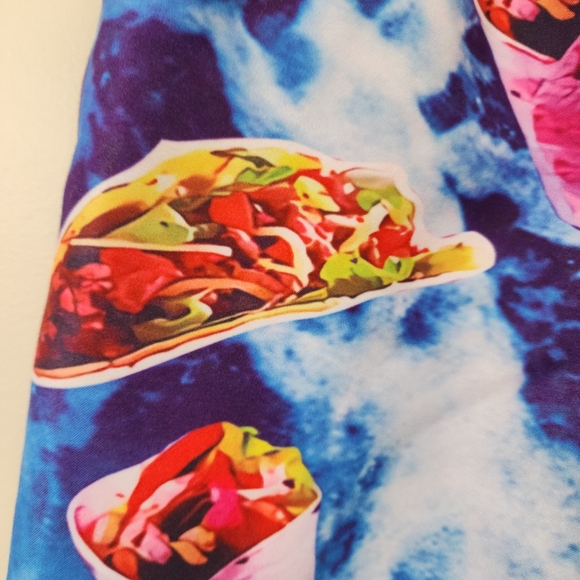 Cat riding a llama taco burrito print fully lined swim shorts men's size small - Picture 7 of 9